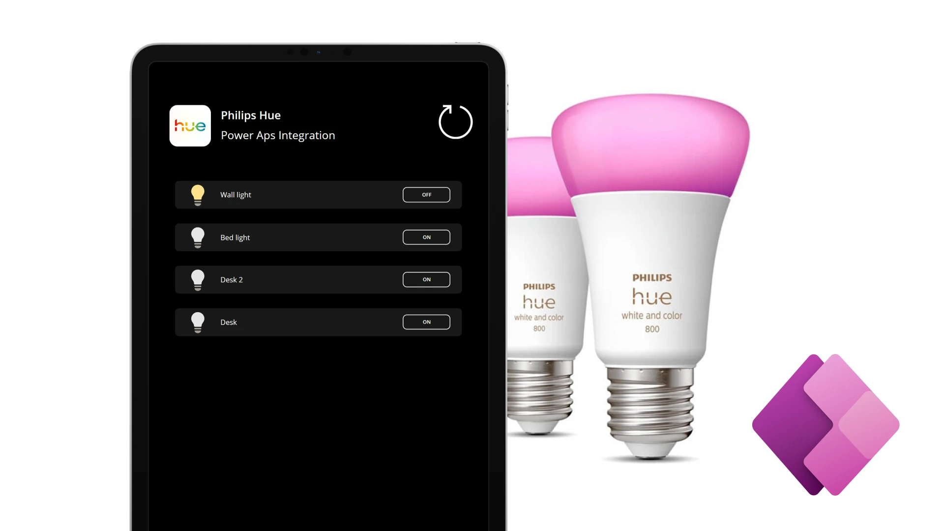 Power Apps & Philips Hue project preview